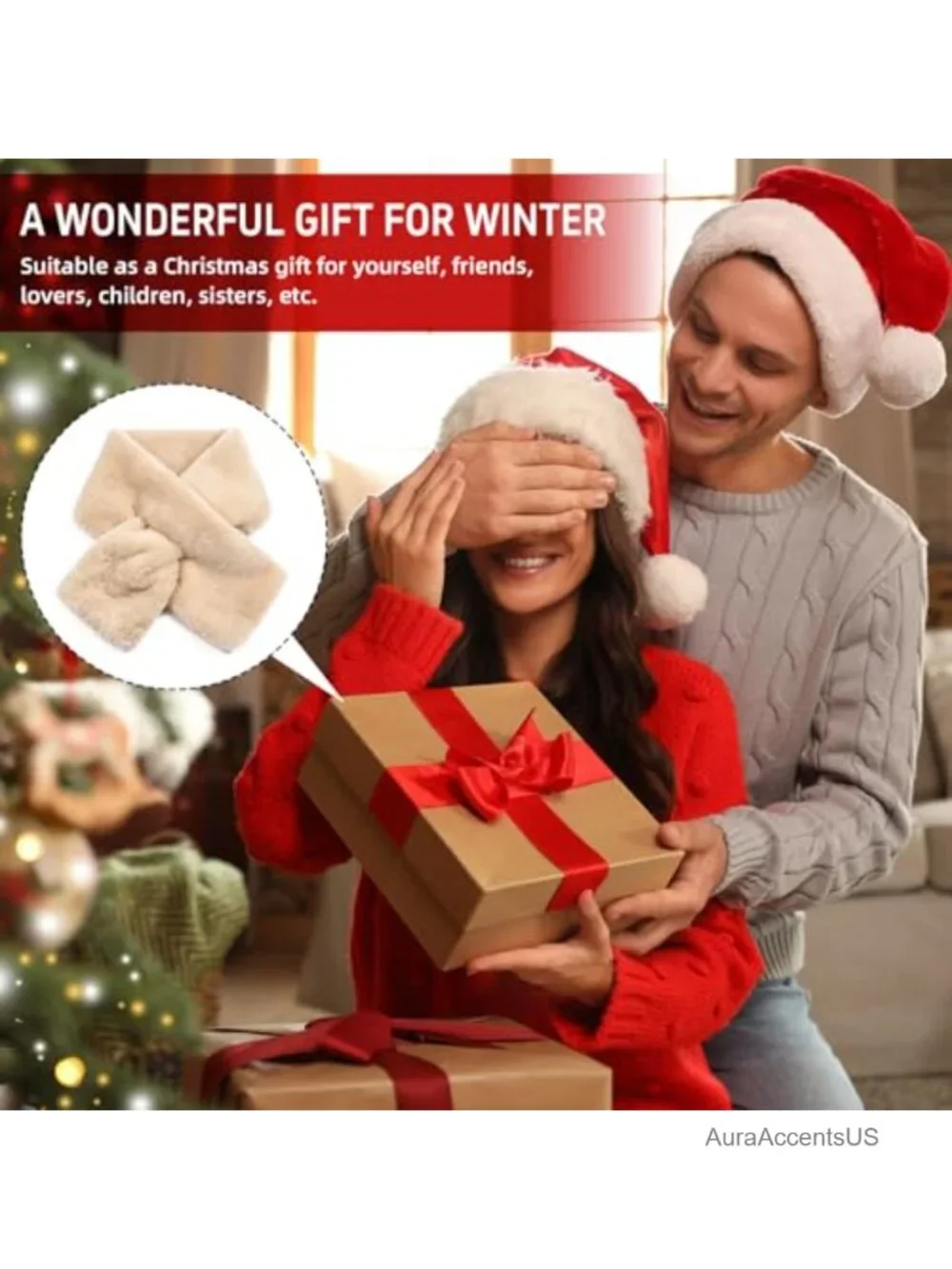 Faux Fur Scarf Neck Warmer Winter Wrap Women's Loop